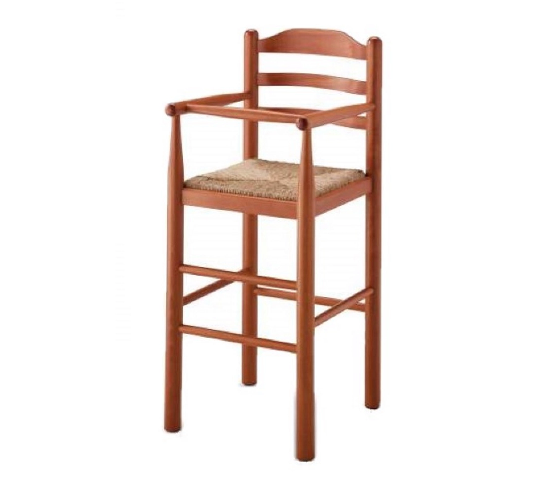 Seggiolone per bambini in legno seduta paglia finiture legno \ colorato