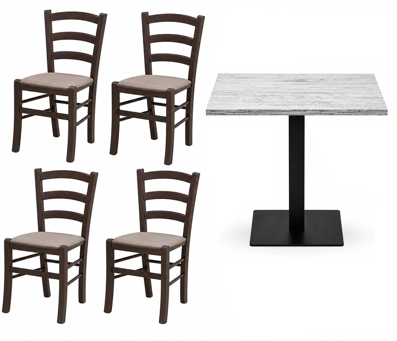 Set Schio tavolo con 4 sedie professionale, set da pranzo per case e ristoranti
