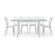 Anteprima foto (4/4) tavolo allungabile con gambe metallo color bianco e piano vetro cm 110(+30+30)x70