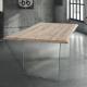 Anteprima foto (2/2) tavolo moderno contemporaneo industrial con gambe vetro e piano in legno massello rovere scortecciato