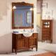 Anteprima foto mobile bagno classico rustico 2 ante 2 cassetti con lavello in mineralmarmo e specchiera con lampade