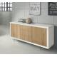 Anteprima foto (3/3) credenza 2 ante 3 cassetti moderna contemporanea color bianco e rovere con piedi vetro