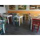 Anteprima foto (9/10) sedie in legno colorate con seduta paglia per bar pub e ristorante
