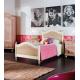 Anteprima foto (6/7) letto singolo in legno di abete con particolari rosa per arredamenti stile rustico country