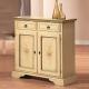 Anteprima foto (4/5) credenza in legno 2 porte 2 cassetti finitura laccato avorio filo verde per arredi rustici e contemporanei