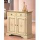 Anteprima foto (5/5) credenza in legno 2 porte 2 cassetti finitura laccato avorio filo verde per arredi rustici e contemporanei