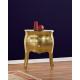 Anteprima foto (5/5) comodino bombato in legno 2 cassetti foglia oro per arredamenti in stile moderno
