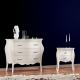 Anteprima foto (2/6) comodino bombato in legno 2 cassetti bianco lucido stile provenzale moderno