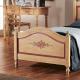 Anteprima foto (2/8) letto singolo in legno arredamenti stile decorato color avorio anticato con profili rosso antico