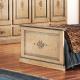 Anteprima foto (3/8) letto singolo in legno colore avorio anticato con profili azzurro antico stile decorato
