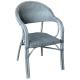 Anteprima foto sedie in alluminio effetto legno sbiancato e wicker grigio chiaro impilabile per arredo locali esterni
