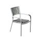 Anteprima foto sedie alluminio e wicker impilabili color avorio con cuscino grigio sfoderabile per arredo bar ristorante esterno
