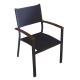 Anteprima foto sedia con seduta e schienale in textilene nero imbottito e braccioli in teak