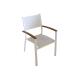 Anteprima foto sedia in alluminio bianco con seduta schienale textilene e braccioli in teak