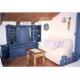 Anteprima foto composizione soggiorno in legno, stile rustico, azzurro