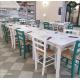 Anteprima foto (2/10) set lucca arredamento bar ristorante osterie pub stile shabby chic tavoli con piano vintage + sedie colorate
