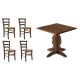 Anteprima foto set tavoli base centrale e piani legno + sedie rustiche seduta paglia