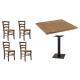 Anteprima foto set tavoli basamento in ghisa e piano legno + sedie paglia bar pub ristorante