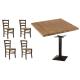 Anteprima foto set bari ristorante bar osterie tavoli con basamento ghisa nera e piano legno + sedie paesana seduta paglia colore noce