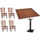 Anteprima foto set lecce arredamento bar ristorante agriturismo tavolo con base ghisa e piano noce + 4 sedie legno rustiche