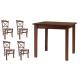 Anteprima foto set tavoli in legno color noce con sedie croce shabby provenzali con paglia