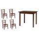 Anteprima foto set cosenza tavoli 4 gambe 80x80 + sedie seduta legno color noce arredo bar ristorante