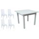 Anteprima foto set tavoli 4 gambe bianchi con sedie moderne ecopelle bianca ristorante