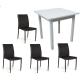 Anteprima foto (1/10) set ancona per bar ristorante osterie tavolo 4 gambe bianco + 4 sedie moderne imbottite ecopelle nero