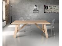 Foto tavolo rustico moderno con gambe legno e piano rovere impiallacciato