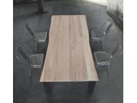 Foto tavolo in legno massello con struttura in metallo