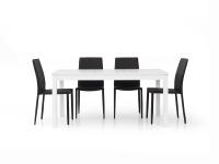 Foto tavolo allungabile in stile moderno contemporaneo color bianco frassinato cm 160(246)x90