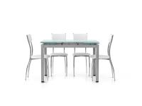 Foto tavolo moderno contemporaneo allungabile in vetro cm 110(+30+30)x70