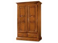 Foto armadio per arredamenti in legno 2 ante 2 cassetti con medaglioni intagliati