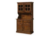 Foto credenza completa 2 ante legno, 2 ante vetro, 2 cassetti con cornice dritta