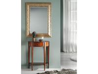 Foto consolle in legno a mezza luna arte povera 1 cassetto e 1 vano a giorno