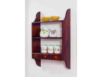 Foto pensili a giorno con ripiani e 3 cassetti in legno massello per arredi in stile classico arte povera