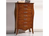 Foto cassettiera in legno design in stile classico arte povera con 7 cassetti con fianchi sagomati