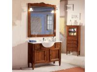 Foto mobile bagno classico rustico 2 ante 2 cassetti con lavello in mineralmarmo e specchiera con lampade