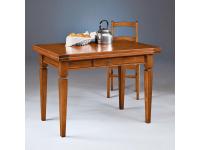 Foto tavolo in legno in stile classico arte povera con 1 cassetto con gambe coniche apertura a libro