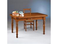 Foto tavolo in legno rettangolare fisso con cassetto e gambe tornite in stile classico artepovera