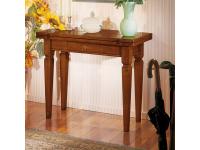 Foto tavolo in legno con apertura a libro e gambe coniche con un cassetto in stile classico arte povera