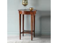 Foto tavolino tondo in legno per arredi design classici in stile con 1 cassetto e 1 ripiano