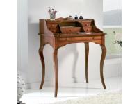 Foto scrittoio in legno massello con 6 cassetti con tiretto e gambe a sciabola per arredi in stile classico