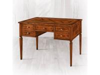 Foto scrittoio in legno per arredamenti in stile arte povera intarsiato con 5 cassetti