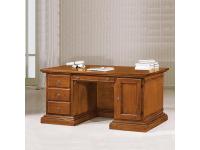 Foto scrivania in stile classico arte povera in legno con 1 anta e 4 cassetti per arredo studio o camera da letto