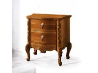 Foto comodino in legno design arte povera con 2 cassetti intagliato