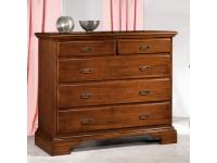 Foto comò in legno per arredamenti in stile classico arte povera con 5 cassetti e zoccolatura sagomata