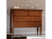 Foto comò in legno con 4 cassetti in stile classico arte povera e piedi a spada