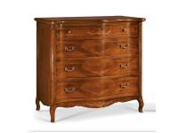 Foto comò per arredamenti in stile classico arte povera in legno 4 cassetti sagomato ed intagliato