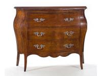 Foto comò in legno bombato in stile classico con 3 cassetti